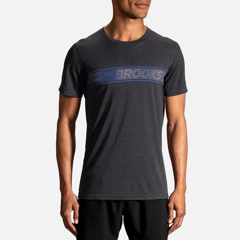 Brooks Distance Graphic Mens Short Sleeve Running Shirt - Grey - Indonesia (SGQJ-78146)